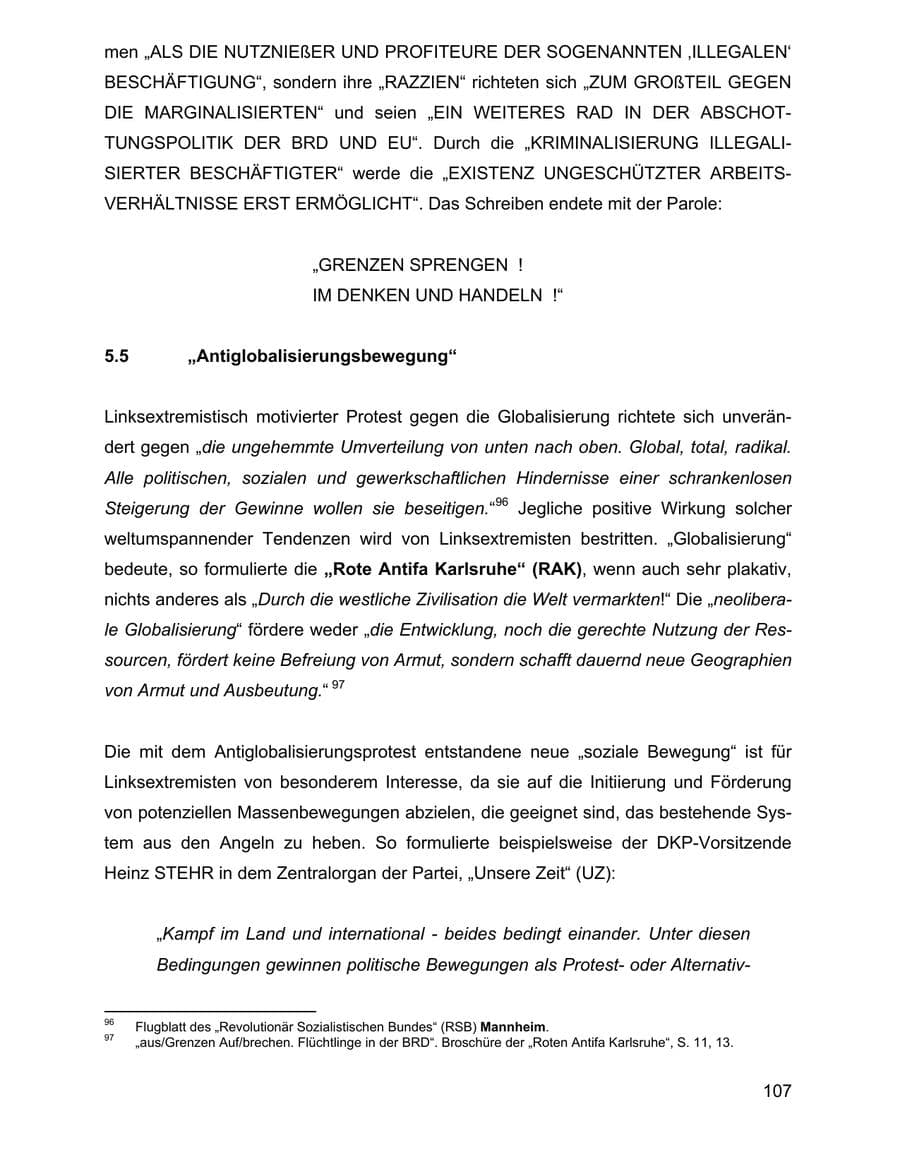 Seite 107 des Verfassungsschutzbericht 2002 Baden-Württemberg