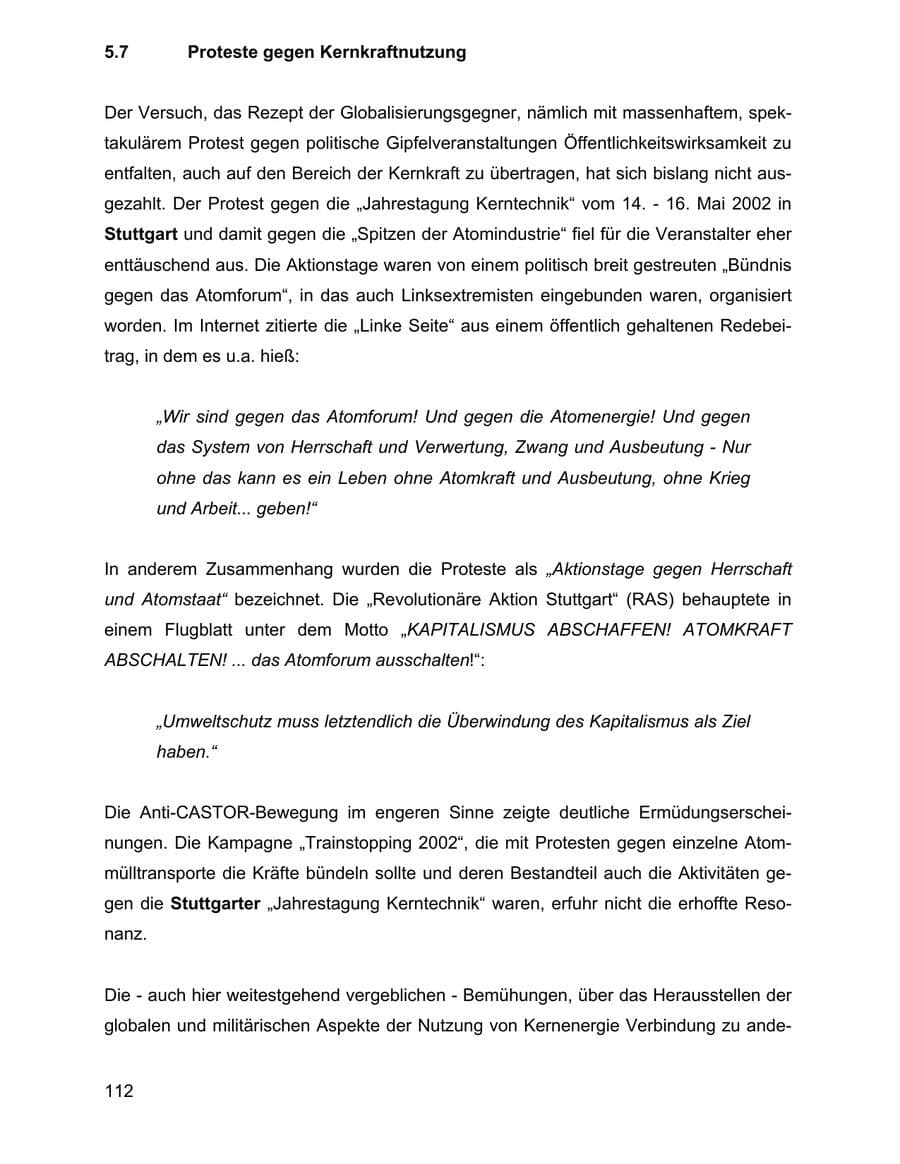 Seite 112 des Verfassungsschutzbericht 2002 Baden-Württemberg