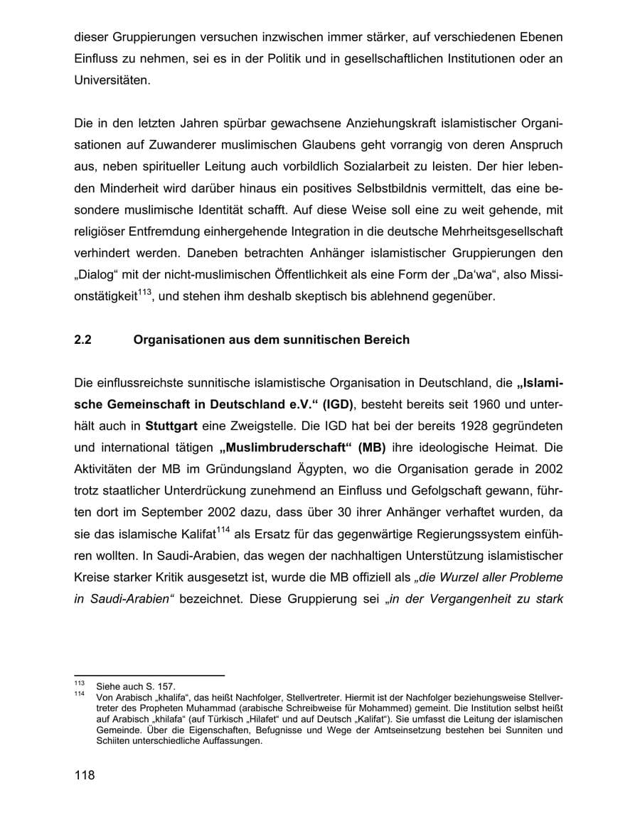 Seite 118 des Verfassungsschutzbericht 2002 Baden-Württemberg