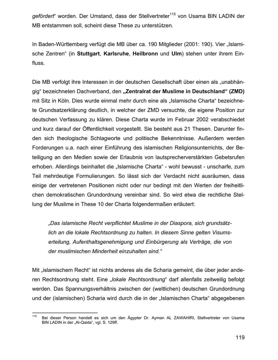 Seite 119 des Verfassungsschutzbericht 2002 Baden-Württemberg