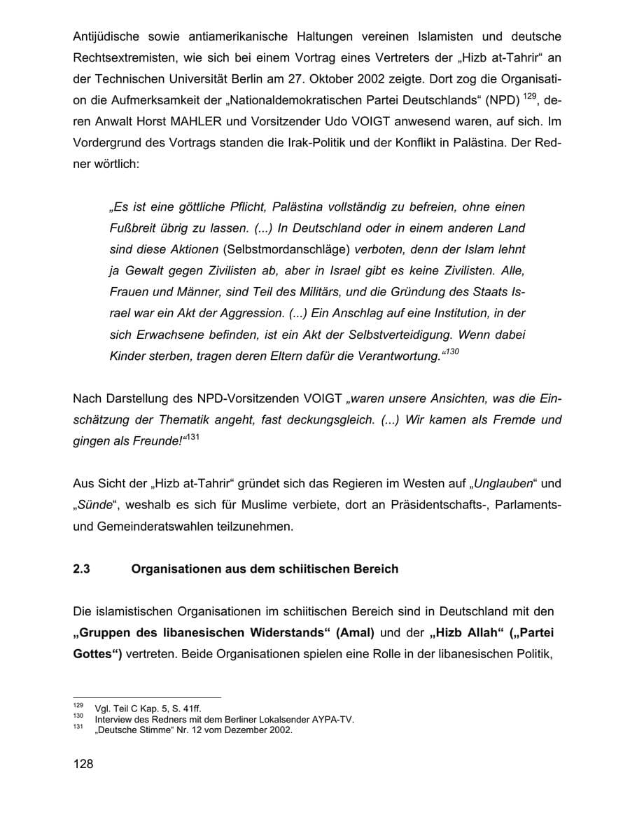 Seite 128 des Verfassungsschutzbericht 2002 Baden-Württemberg