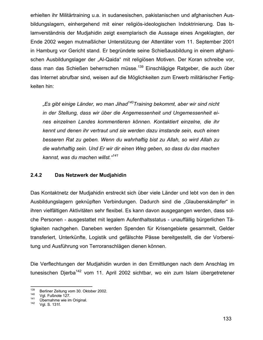 Seite 133 des Verfassungsschutzbericht 2002 Baden-Württemberg