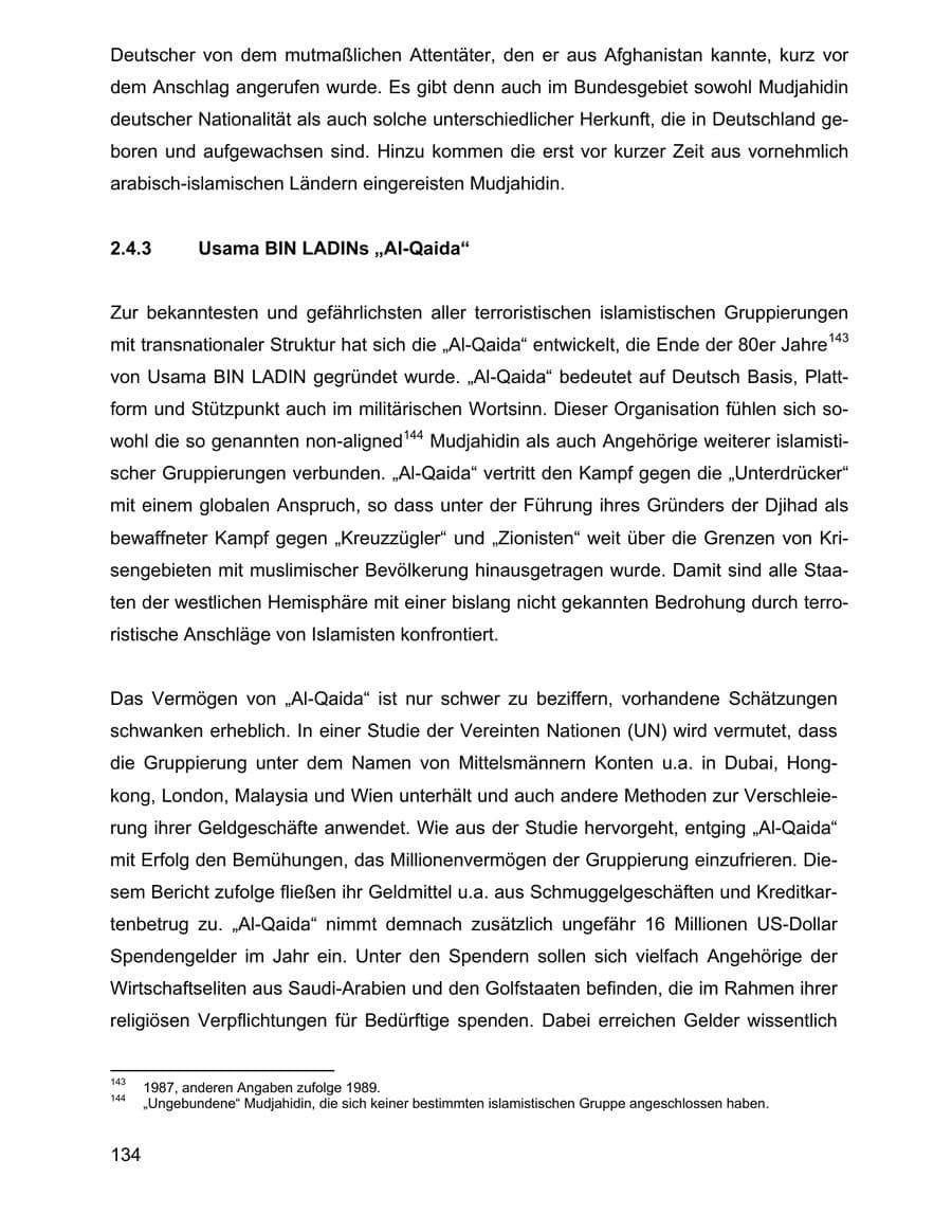 Seite 134 des Verfassungsschutzbericht 2002 Baden-Württemberg