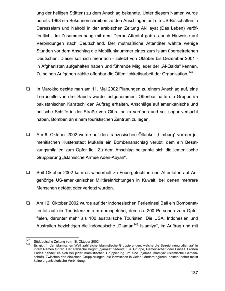 Seite 137 des Verfassungsschutzbericht 2002 Baden-Württemberg