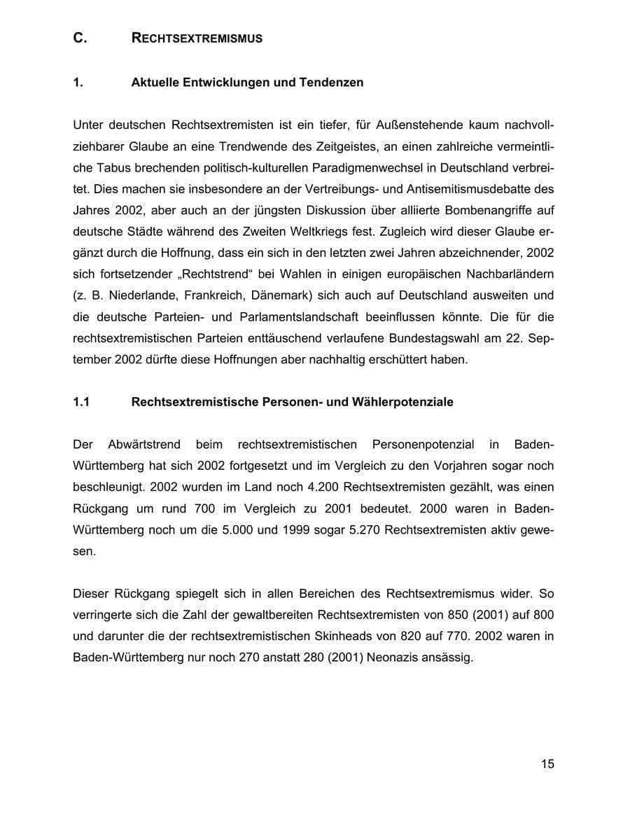 Seite 15 des Verfassungsschutzbericht 2002 Baden-Württemberg