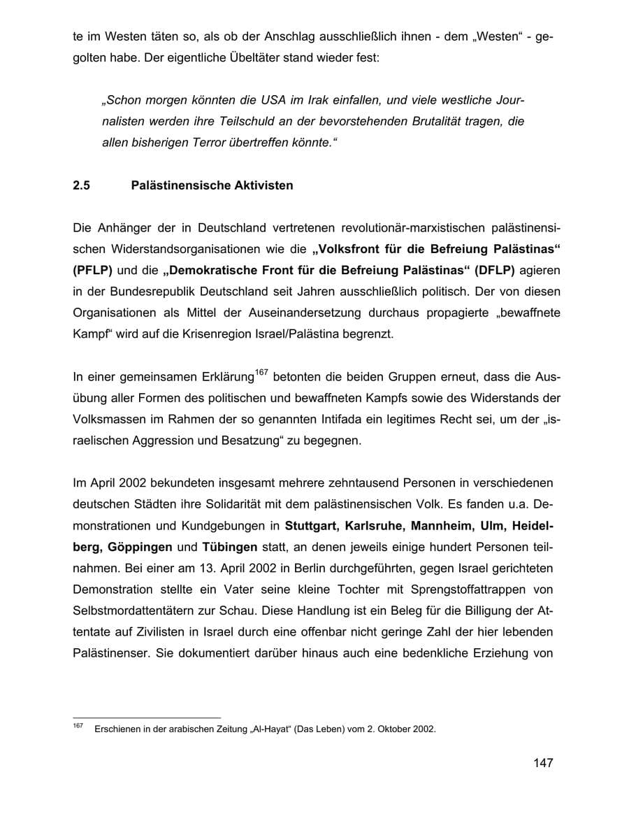 Seite 147 des Verfassungsschutzbericht 2002 Baden-Württemberg