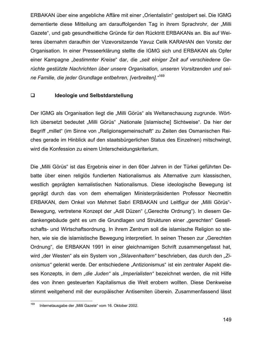 Seite 149 des Verfassungsschutzbericht 2002 Baden-Württemberg