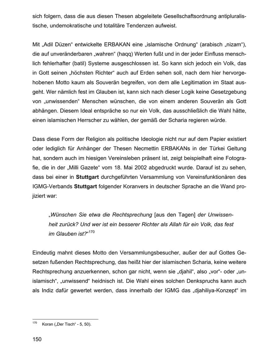 Seite 150 des Verfassungsschutzbericht 2002 Baden-Württemberg