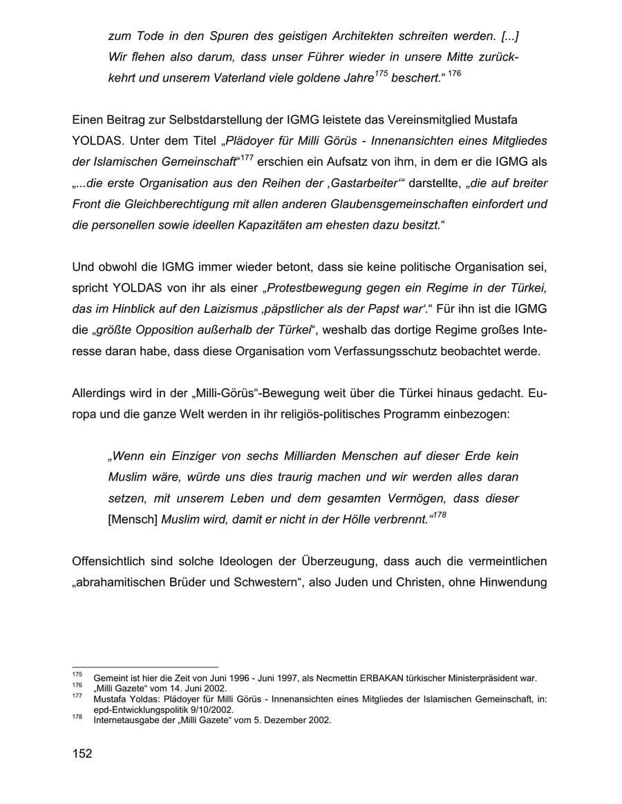 Seite 152 des Verfassungsschutzbericht 2002 Baden-Württemberg