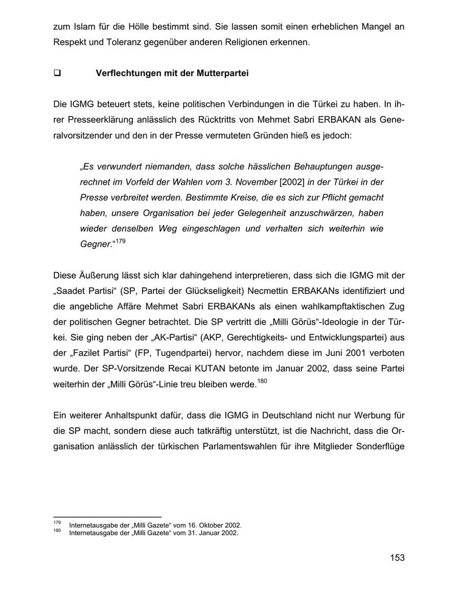 Seite 153 des Verfassungsschutzbericht 2002 Baden-Württemberg