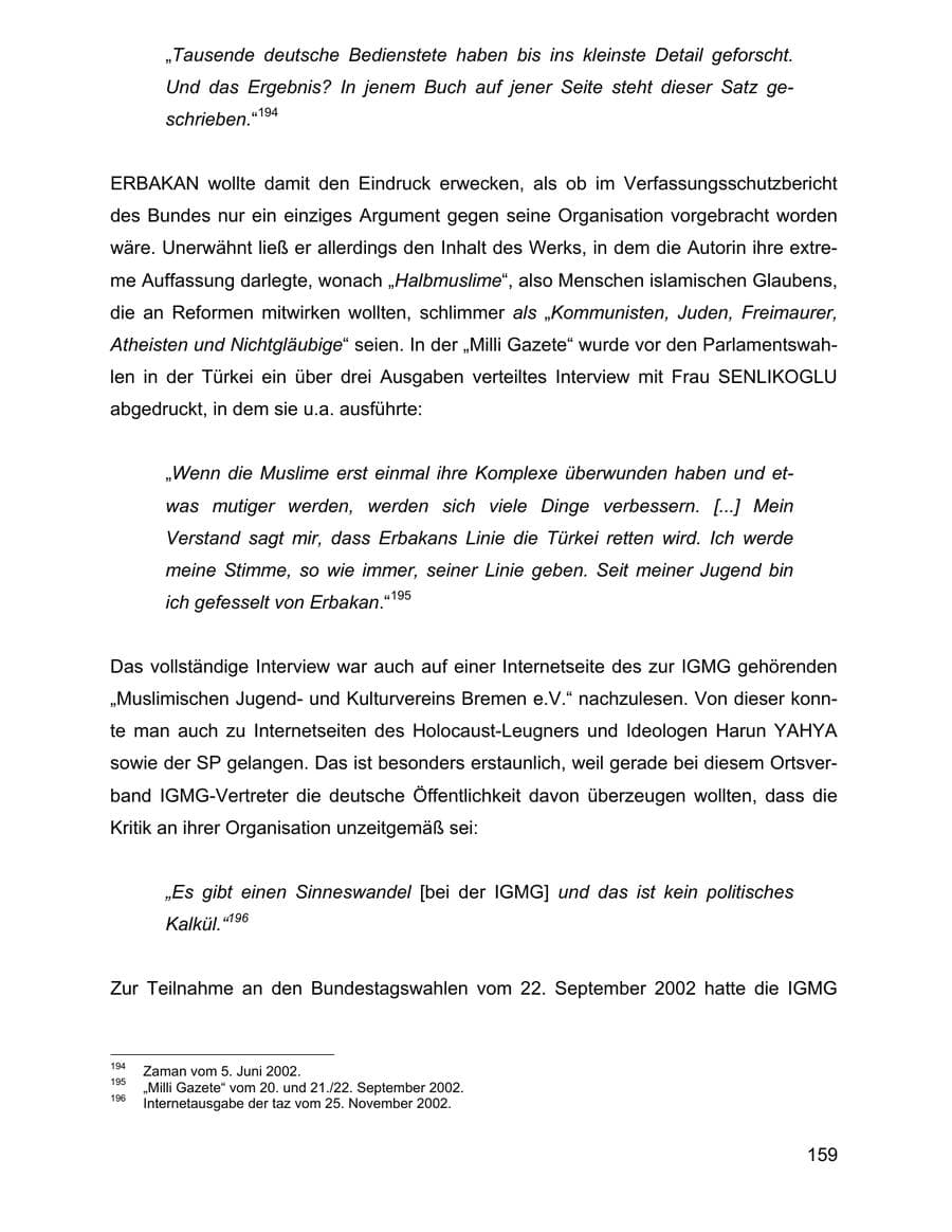 Seite 159 des Verfassungsschutzbericht 2002 Baden-Württemberg