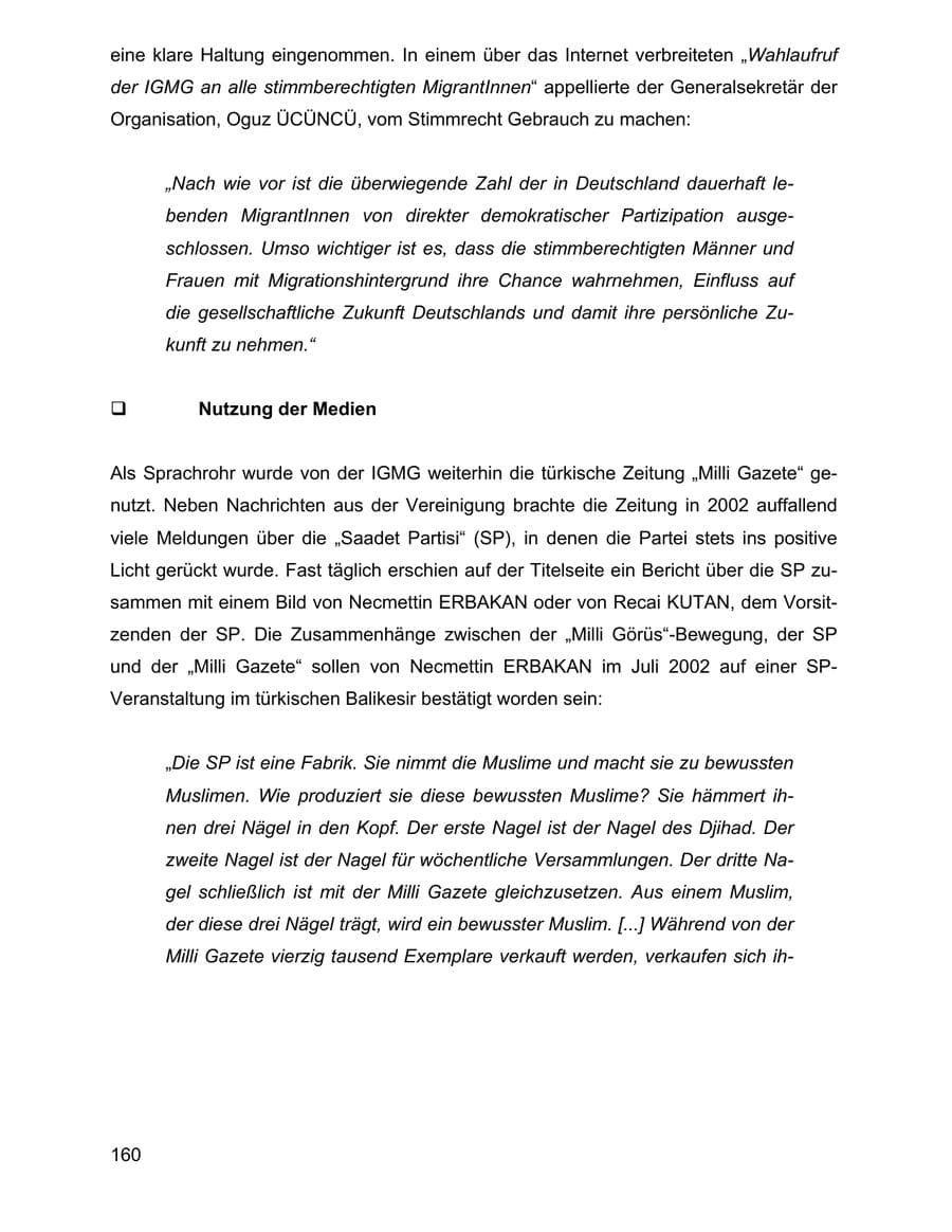 Seite 160 des Verfassungsschutzbericht 2002 Baden-Württemberg