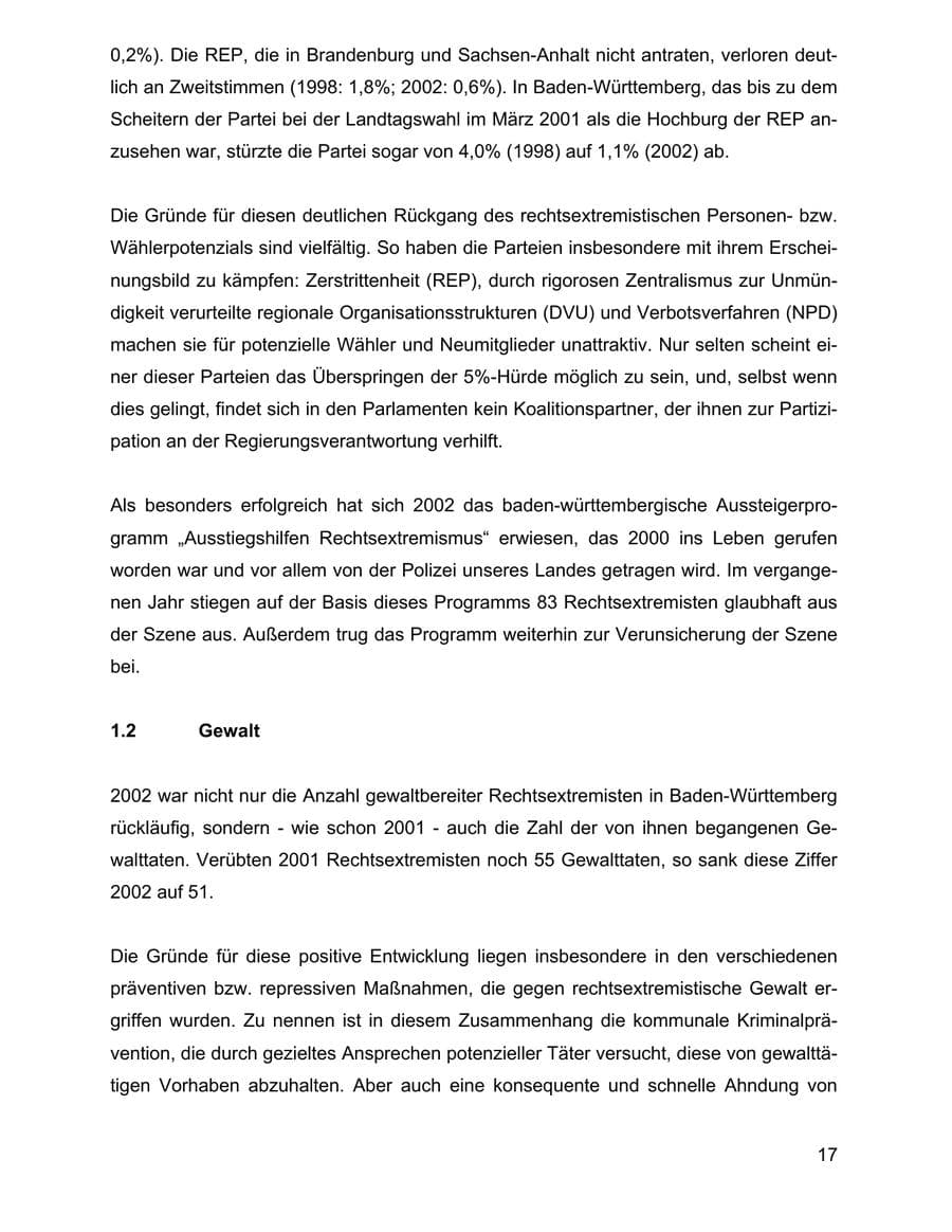 Seite 17 des Verfassungsschutzbericht 2002 Baden-Württemberg