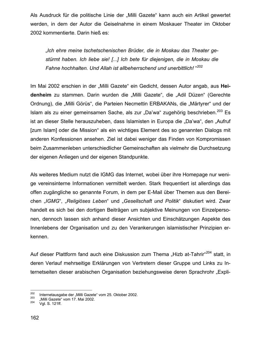 Seite 162 des Verfassungsschutzbericht 2002 Baden-Württemberg