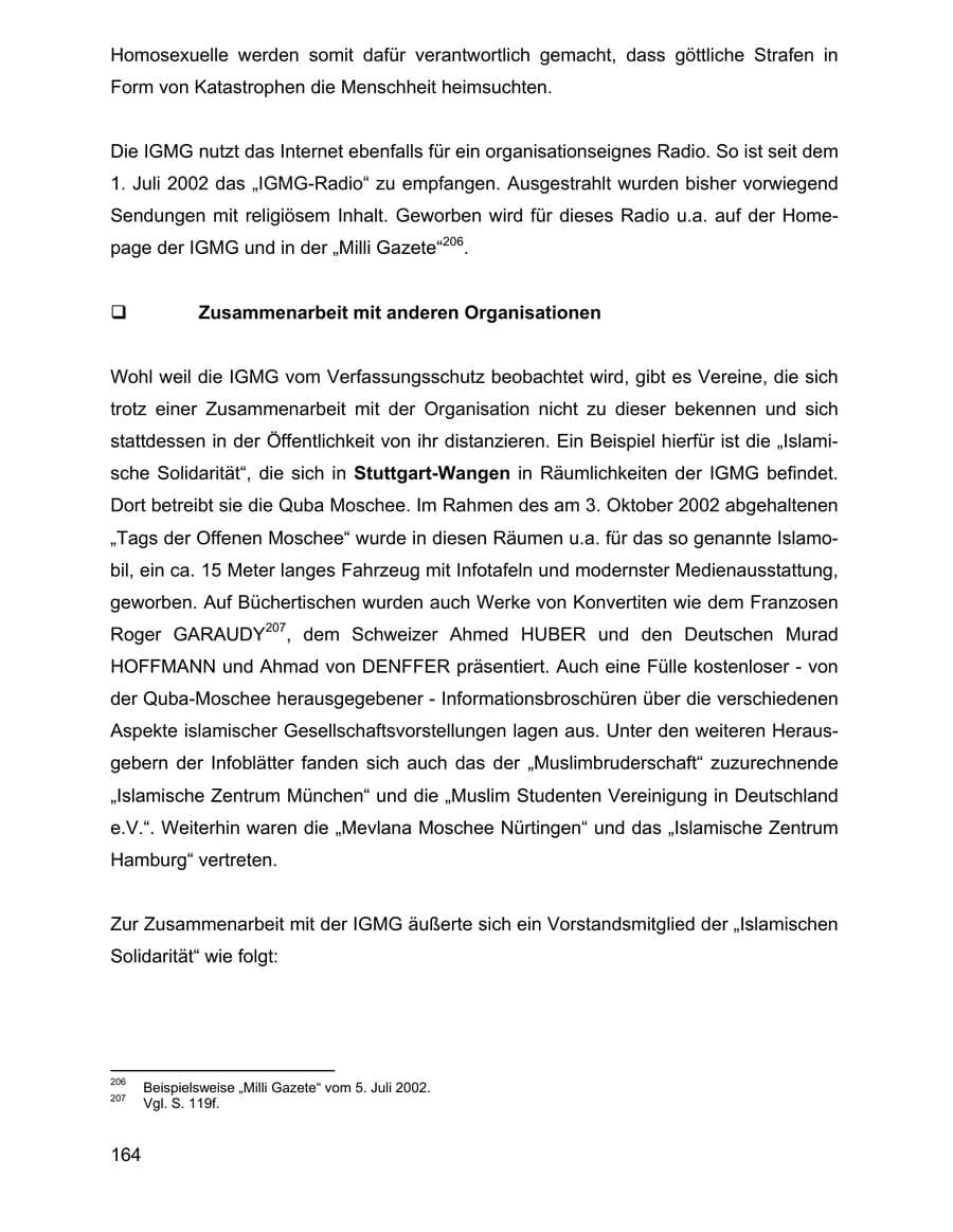 Seite 164 des Verfassungsschutzbericht 2002 Baden-Württemberg