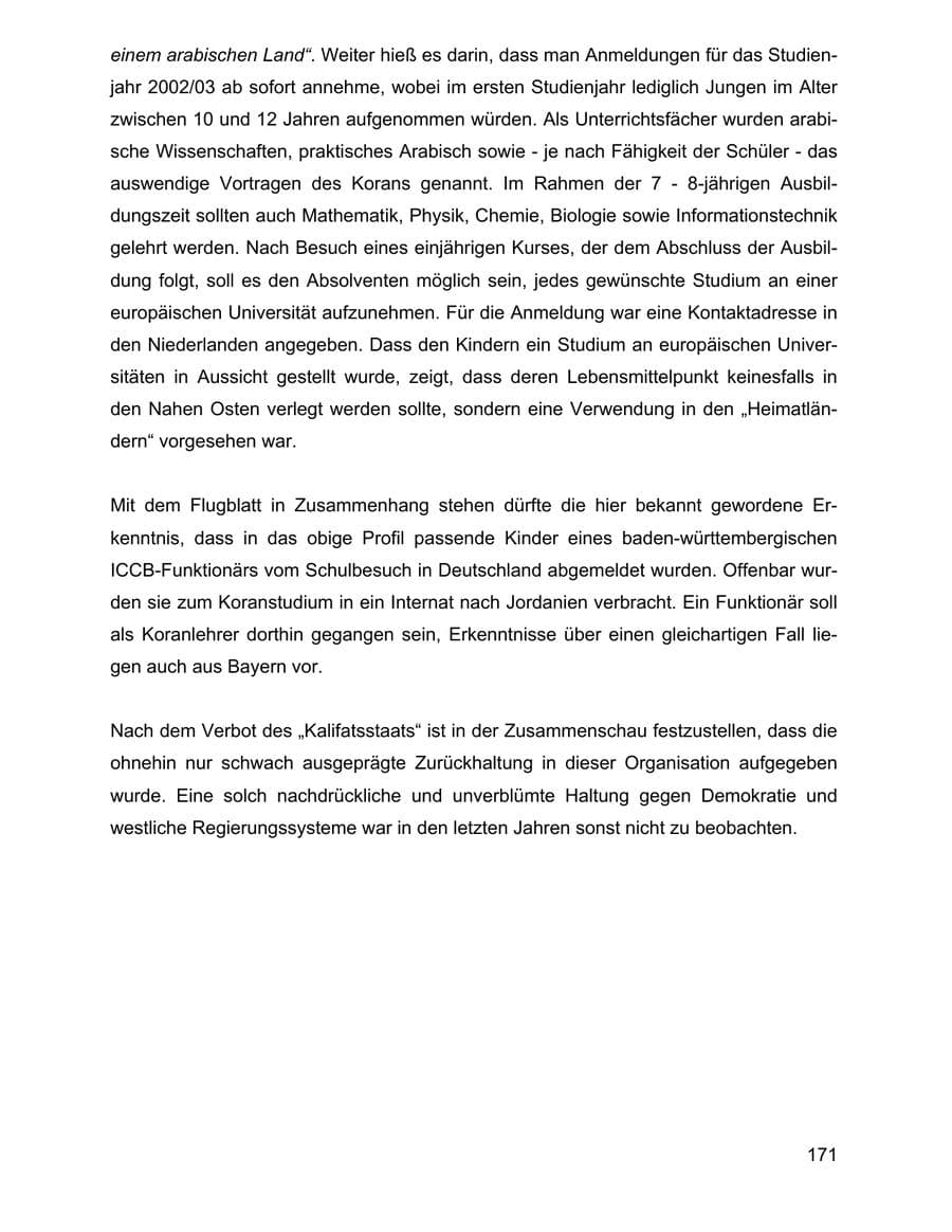 Seite 171 des Verfassungsschutzbericht 2002 Baden-Württemberg