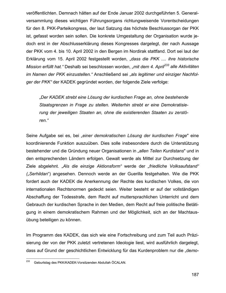 Seite 187 des Verfassungsschutzbericht 2002 Baden-Württemberg