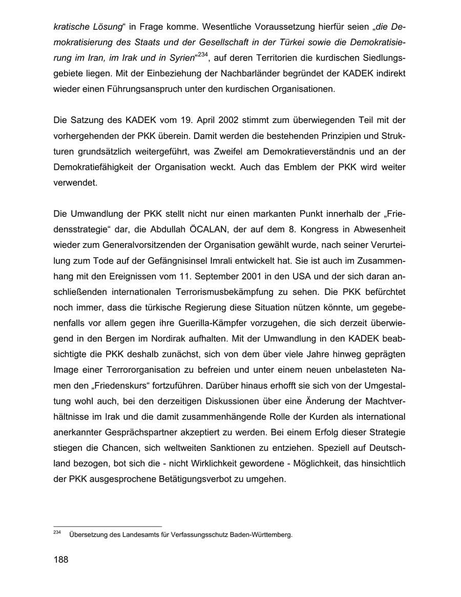 Seite 188 des Verfassungsschutzbericht 2002 Baden-Württemberg