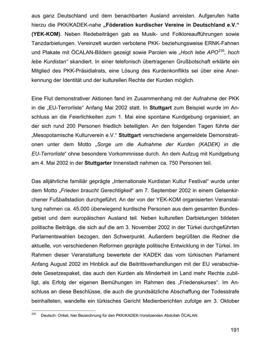 Seite 191 des Verfassungsschutzbericht 2002 Baden-Württemberg