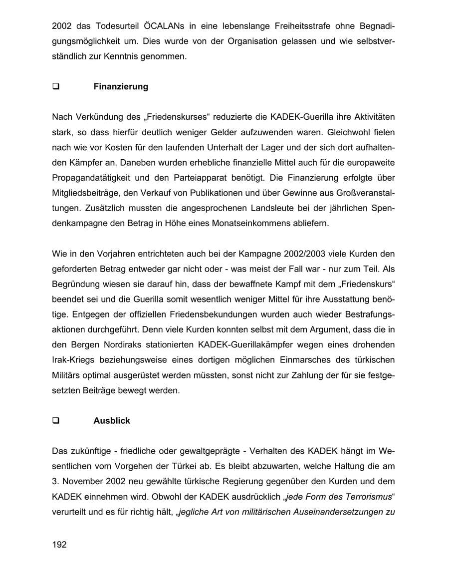 Seite 192 des Verfassungsschutzbericht 2002 Baden-Württemberg