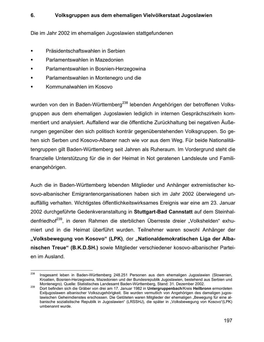 Seite 197 des Verfassungsschutzbericht 2002 Baden-Württemberg
