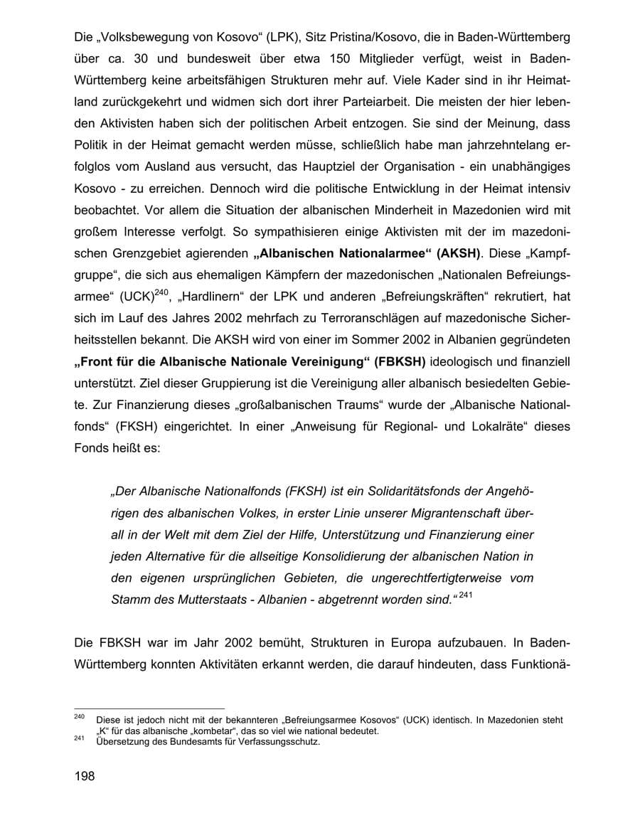 Seite 198 des Verfassungsschutzbericht 2002 Baden-Württemberg