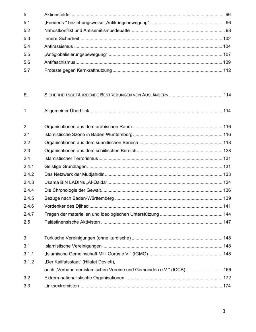 Seite 3 des Verfassungsschutzbericht 2002 Baden-Württemberg