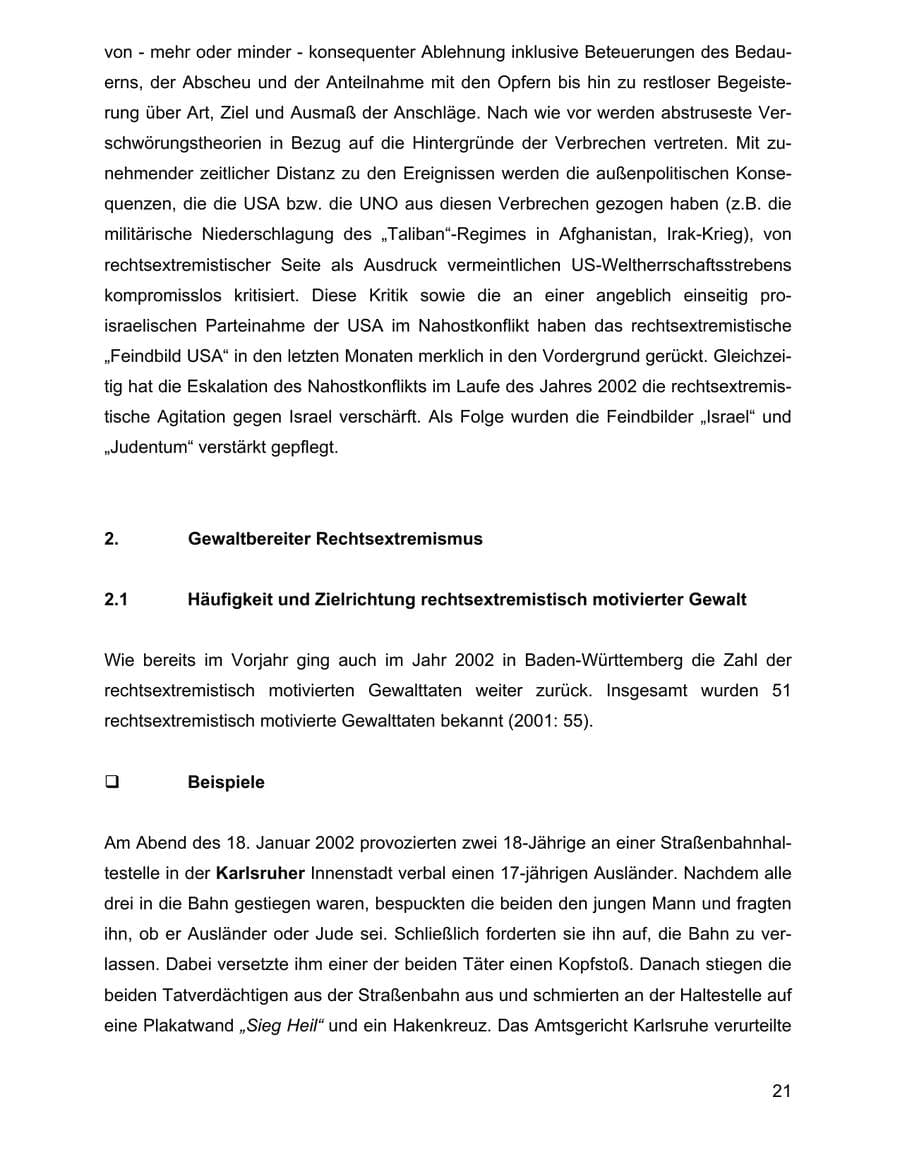Seite 21 des Verfassungsschutzbericht 2002 Baden-Württemberg