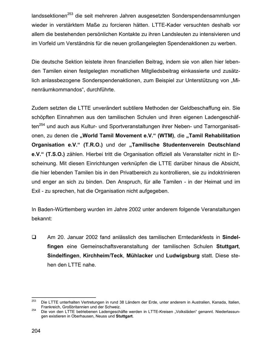Seite 204 des Verfassungsschutzbericht 2002 Baden-Württemberg