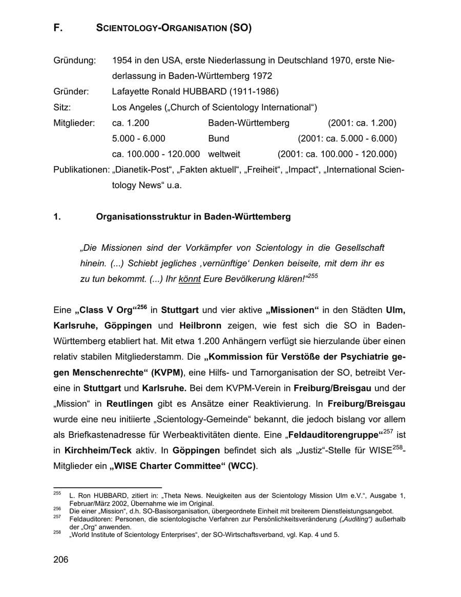Seite 206 des Verfassungsschutzbericht 2002 Baden-Württemberg