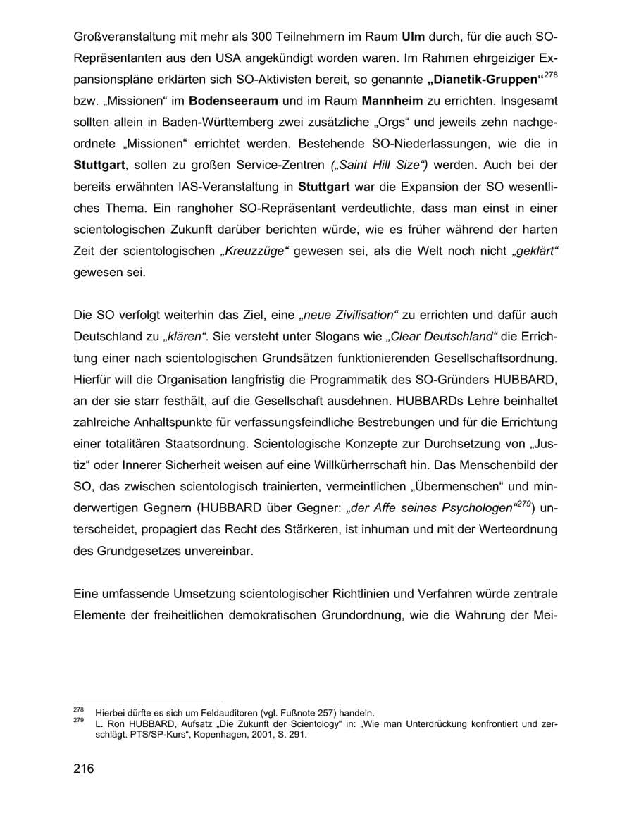 Seite 216 des Verfassungsschutzbericht 2002 Baden-Württemberg