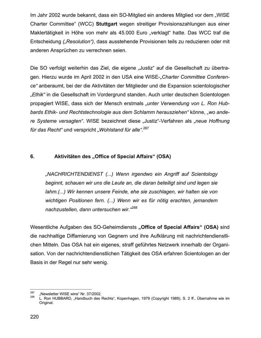 Seite 220 des Verfassungsschutzbericht 2002 Baden-Württemberg