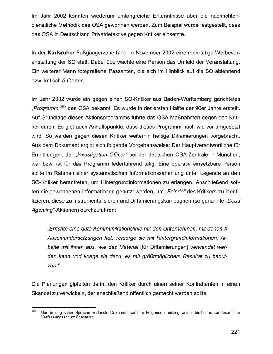 Seite 221 des Verfassungsschutzbericht 2002 Baden-Württemberg