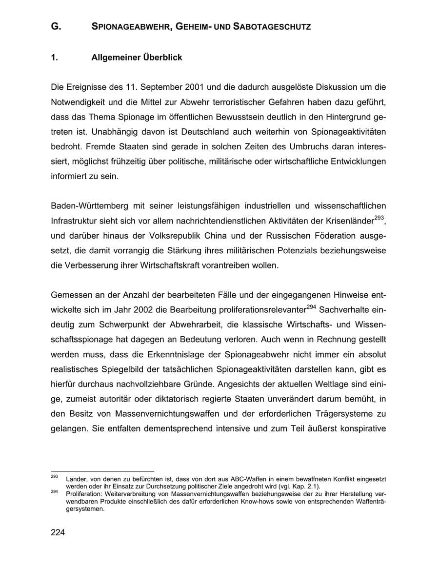 Seite 224 des Verfassungsschutzbericht 2002 Baden-Württemberg