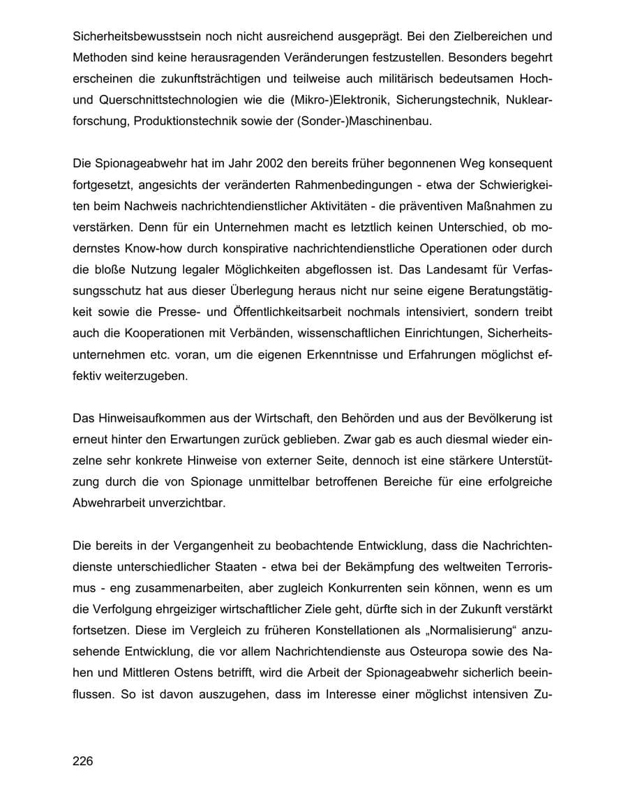 Seite 226 des Verfassungsschutzbericht 2002 Baden-Württemberg