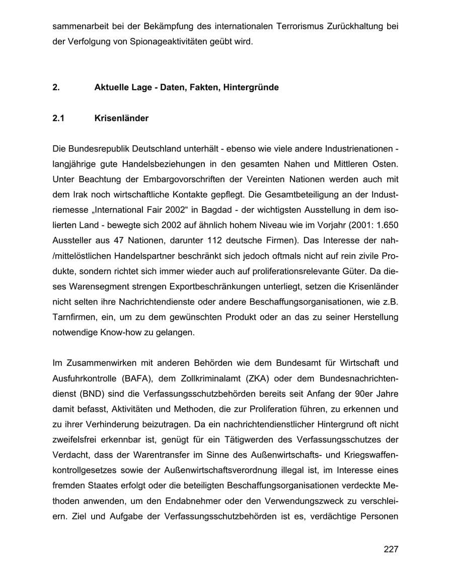 Seite 227 des Verfassungsschutzbericht 2002 Baden-Württemberg