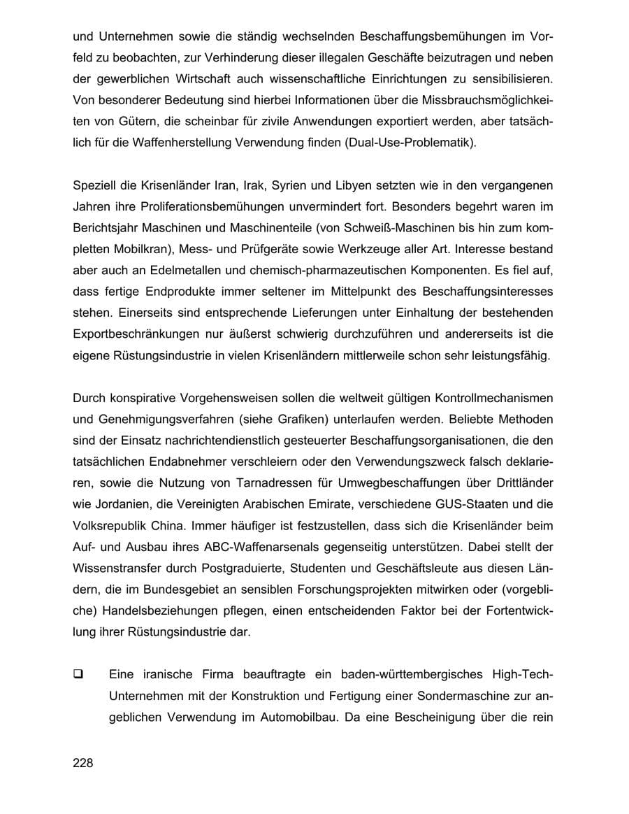Seite 228 des Verfassungsschutzbericht 2002 Baden-Württemberg