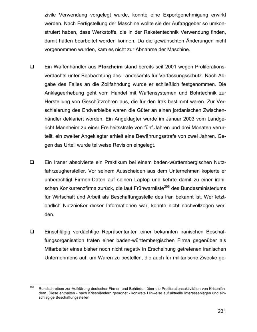 Seite 231 des Verfassungsschutzbericht 2002 Baden-Württemberg