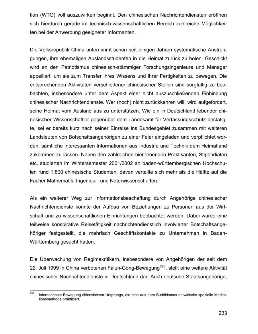 Seite 233 des Verfassungsschutzbericht 2002 Baden-Württemberg