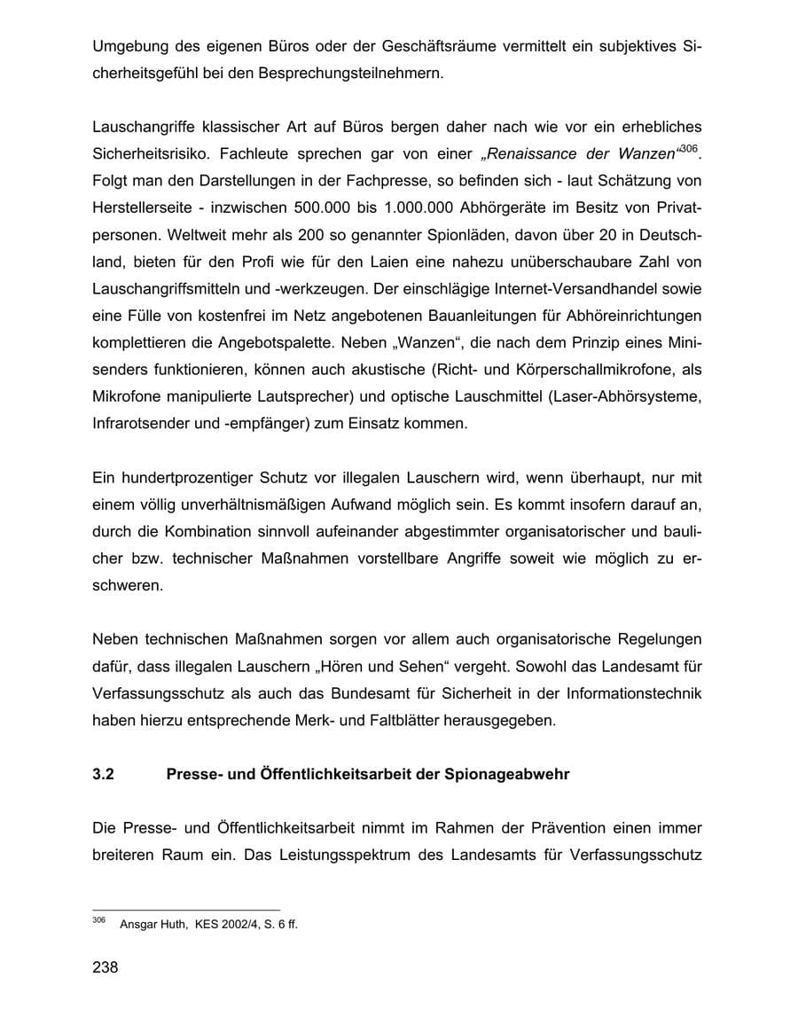 Seite 238 des Verfassungsschutzbericht 2002 Baden-Württemberg
