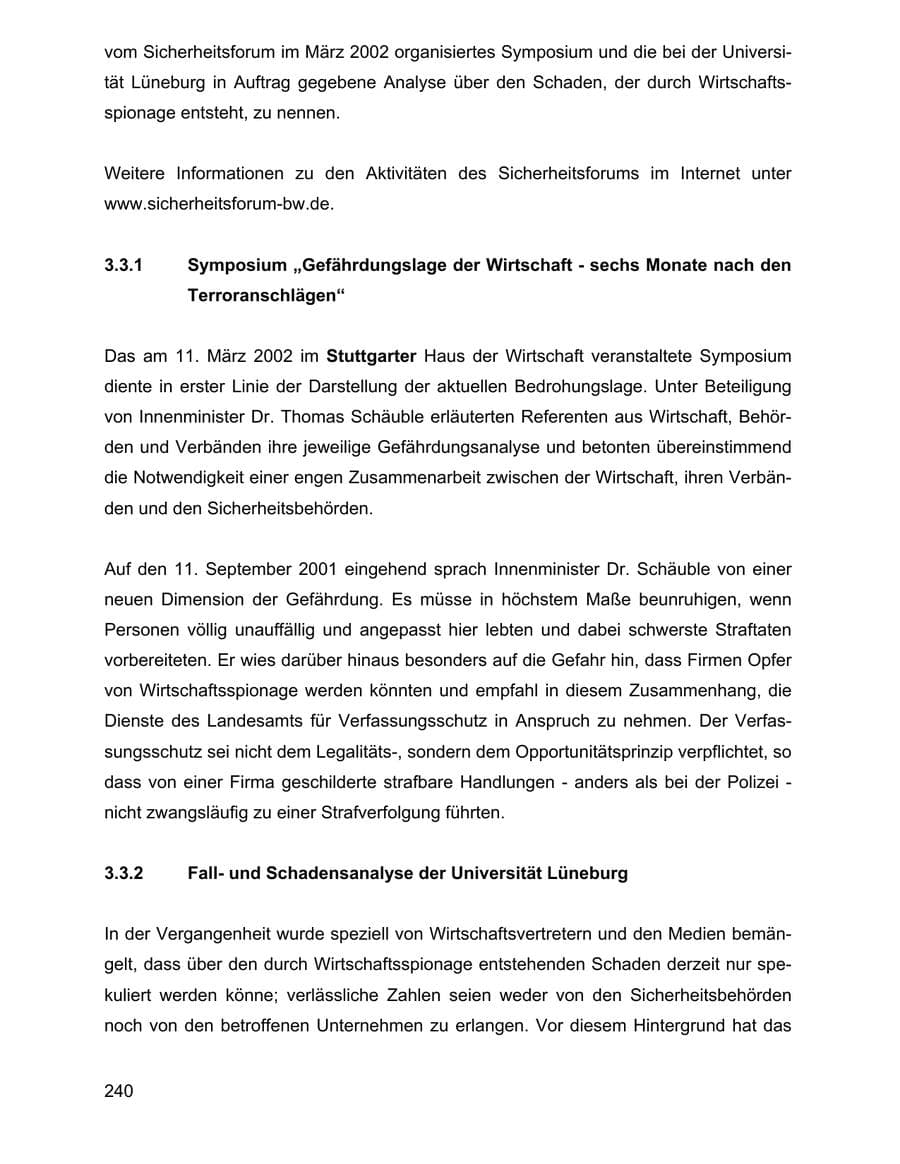 Seite 240 des Verfassungsschutzbericht 2002 Baden-Württemberg