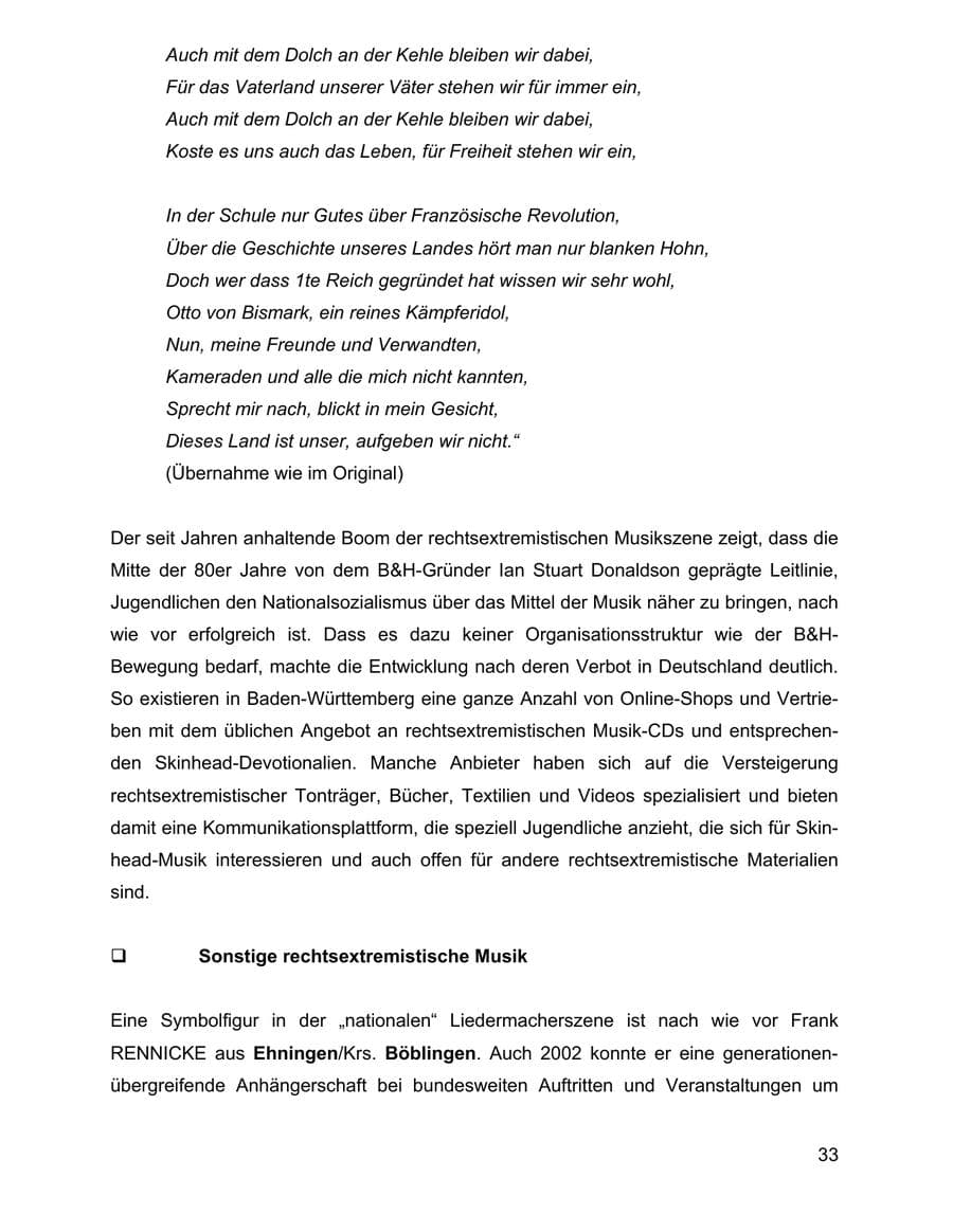 Seite 33 des Verfassungsschutzbericht 2002 Baden-Württemberg