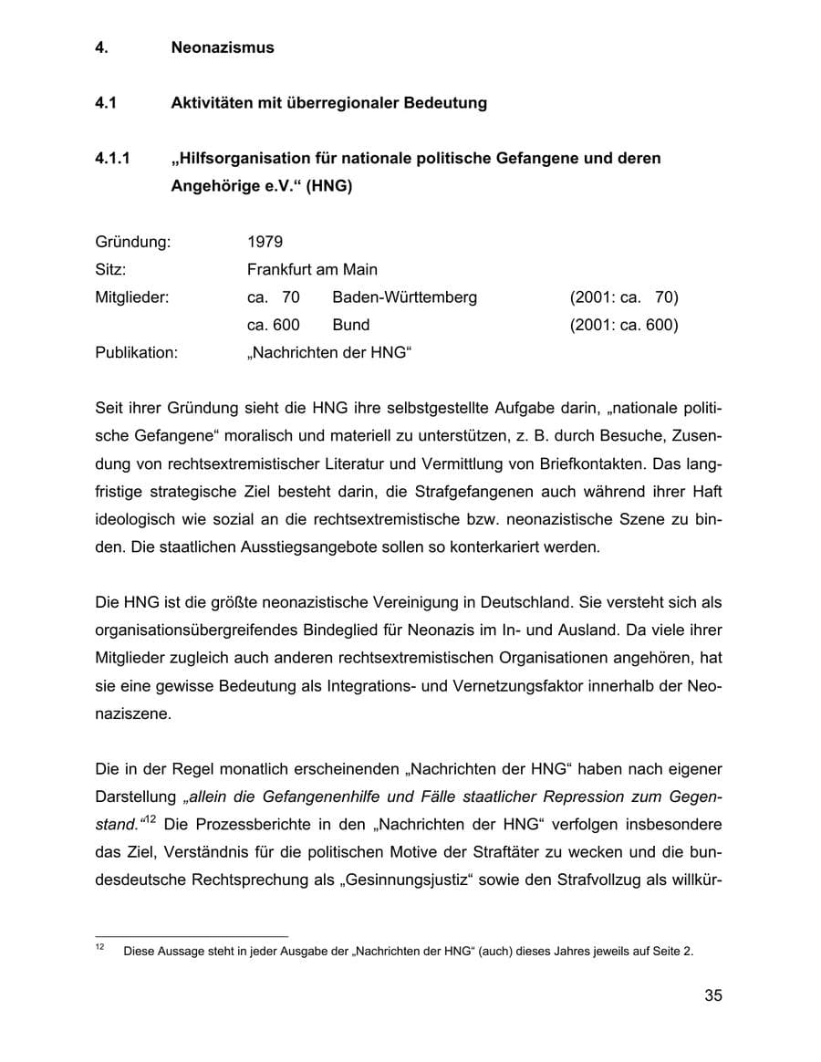Seite 35 des Verfassungsschutzbericht 2002 Baden-Württemberg