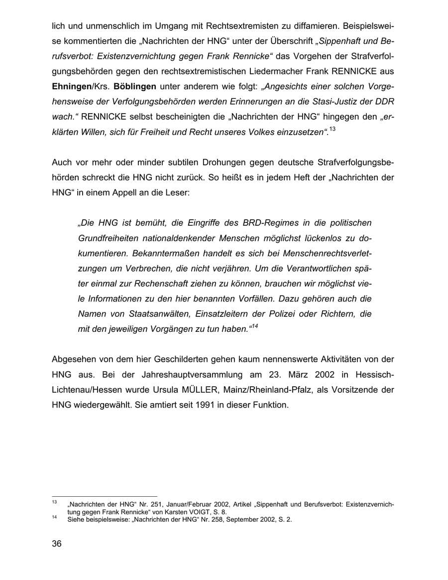 Seite 36 des Verfassungsschutzbericht 2002 Baden-Württemberg