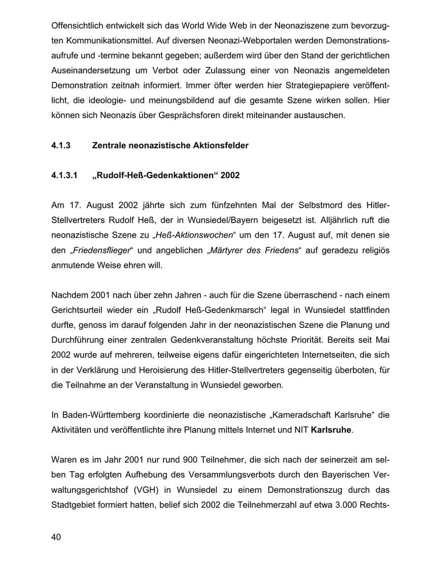 Seite 40 des Verfassungsschutzbericht 2002 Baden-Württemberg