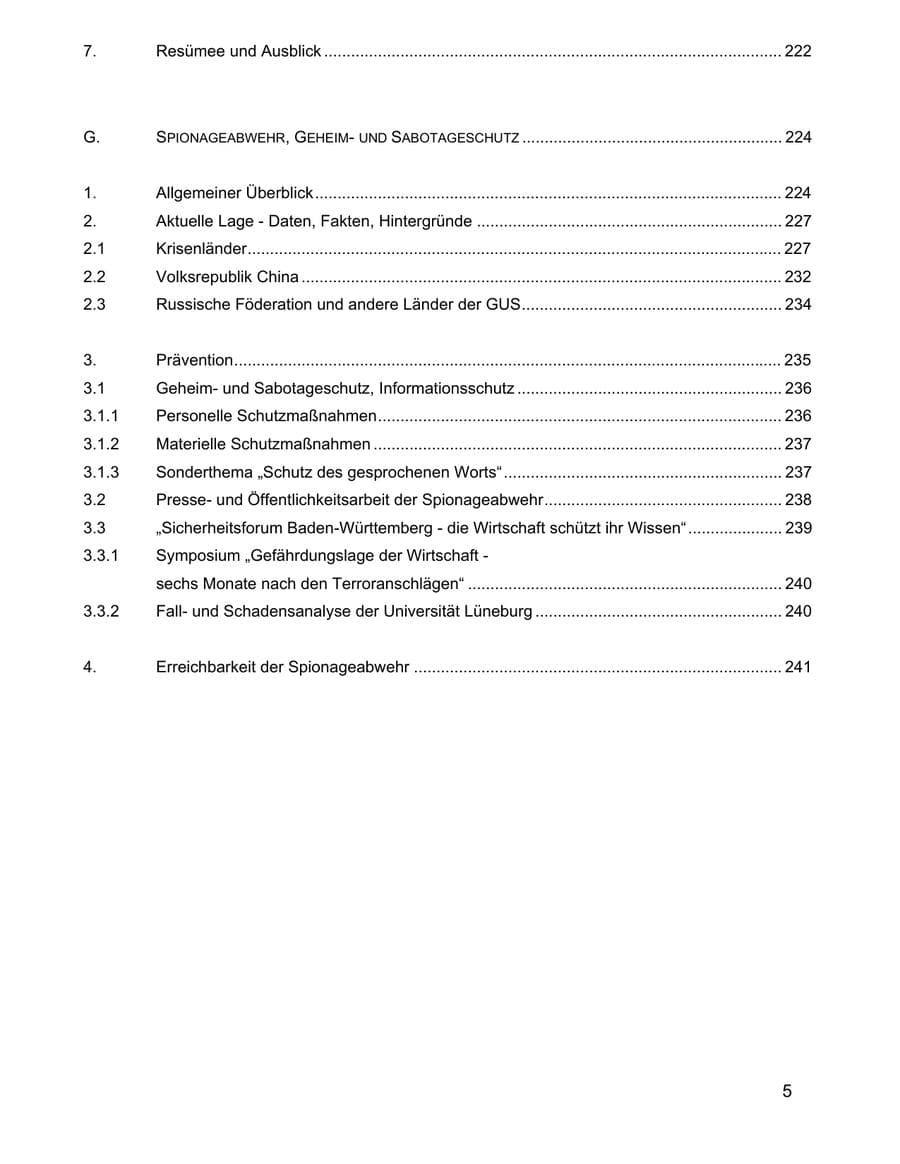 Seite 5 des Verfassungsschutzbericht 2002 Baden-Württemberg