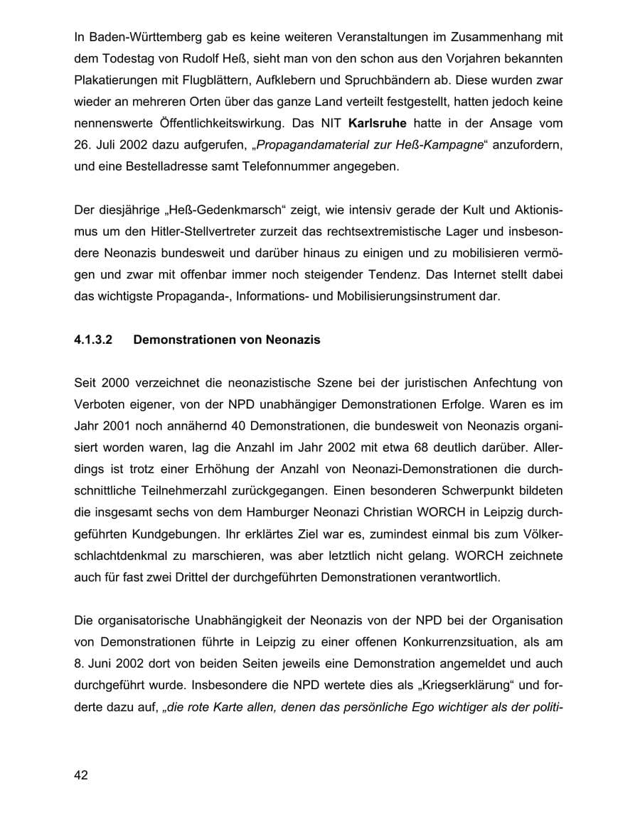 Seite 42 des Verfassungsschutzbericht 2002 Baden-Württemberg