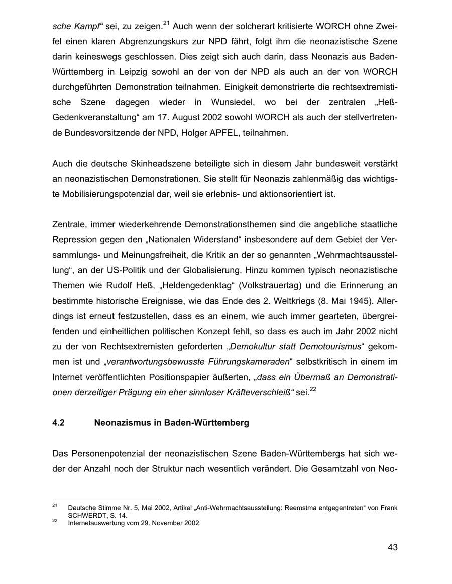 Seite 43 des Verfassungsschutzbericht 2002 Baden-Württemberg