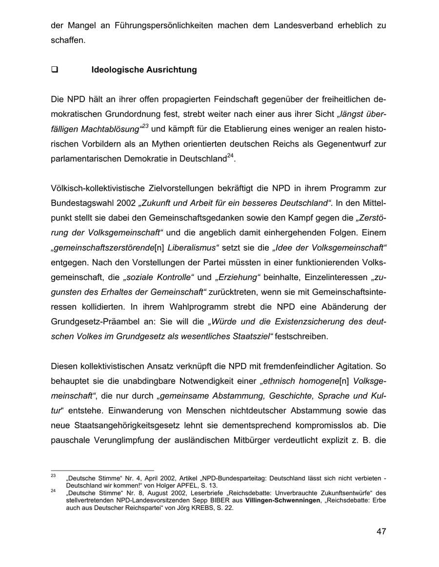 Seite 47 des Verfassungsschutzbericht 2002 Baden-Württemberg