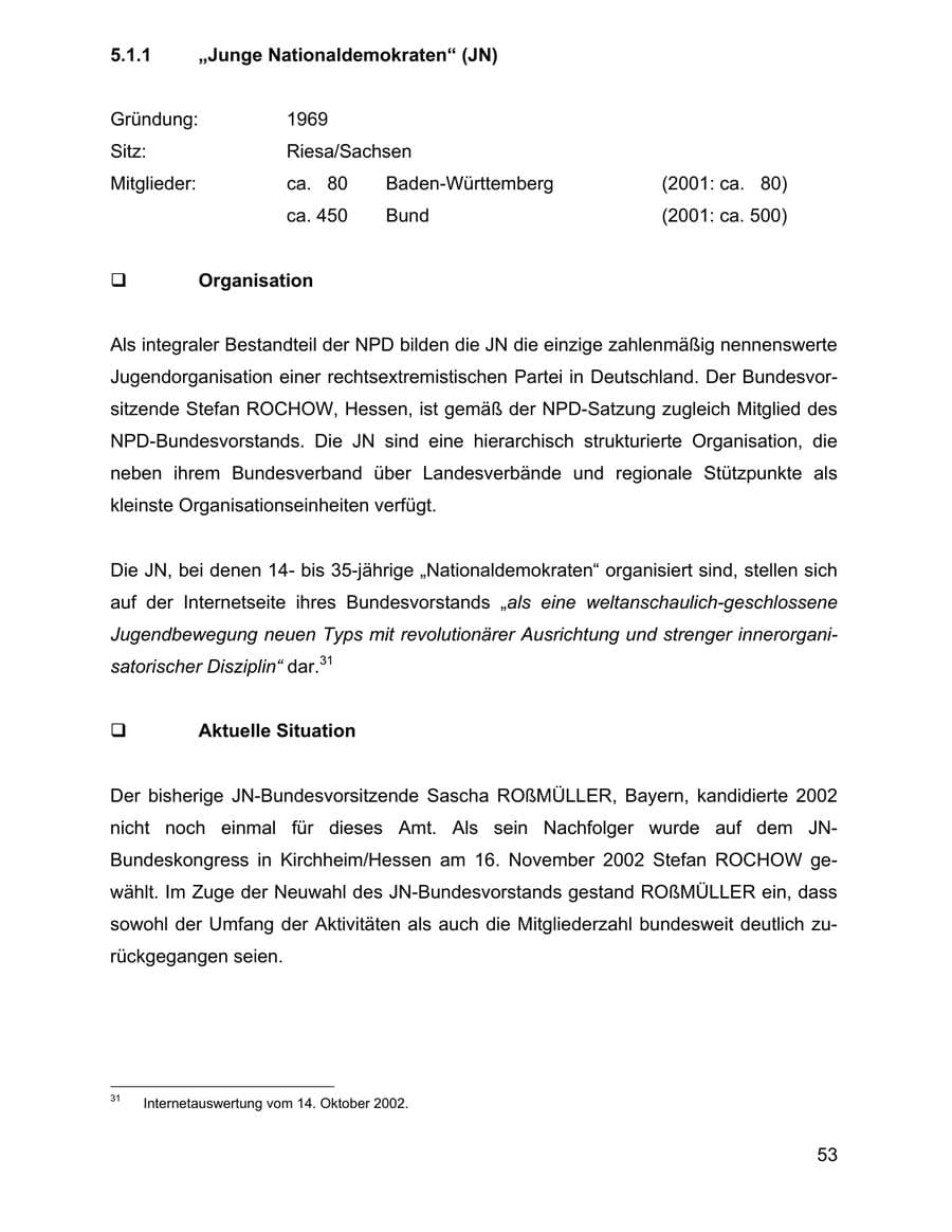 Seite 53 des Verfassungsschutzbericht 2002 Baden-Württemberg